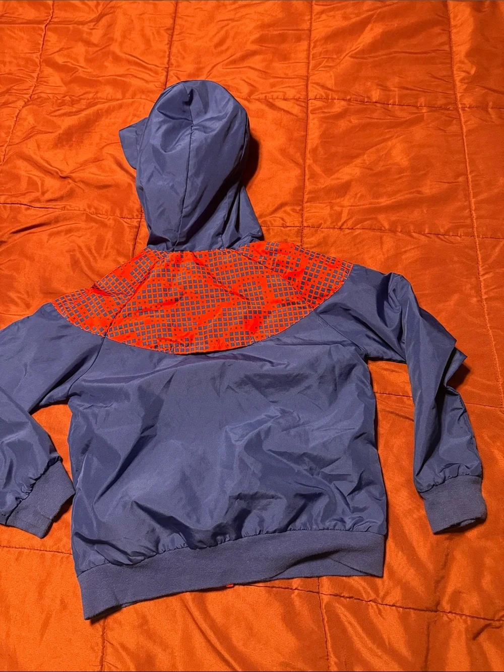 Nike Kids Navy and Red Hooded Rain Jacket